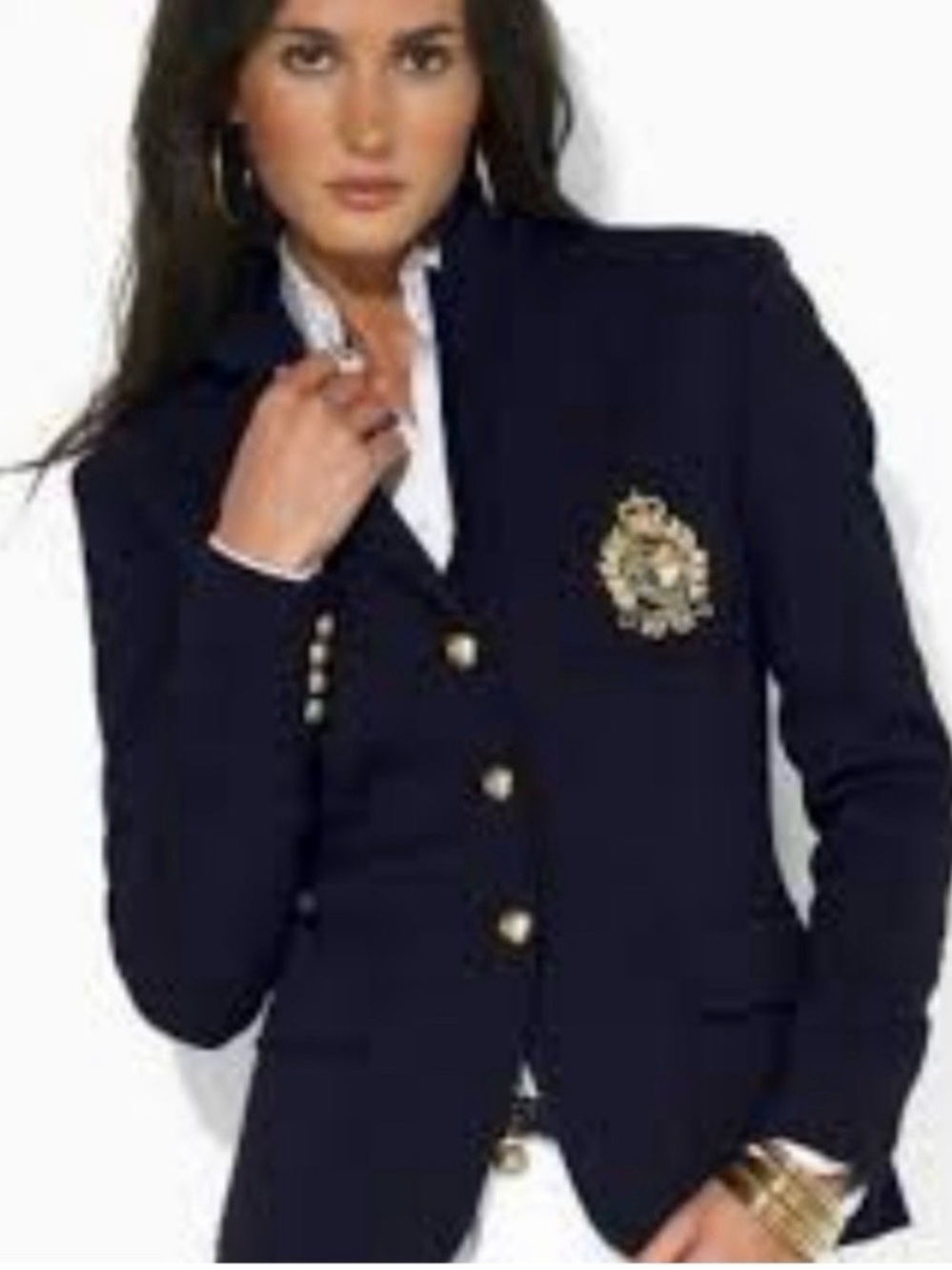Lauren Ralph Lauren Navy 100% Wool Crested Pocket 3 Button Blazer Women's  8P